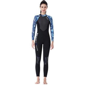 3mm Neoprenanzug für Frauen - Schwarz-Blau-Muster, S