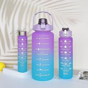 3 Stück Farbverlauf Sport Wasserflasche - Lila-Blau